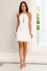 Escape To Paradise Halter Mini Dress White
