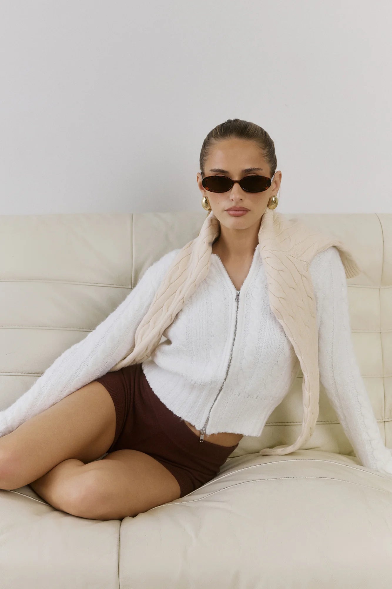 Winter Love Story Cable Knit Cardigan White