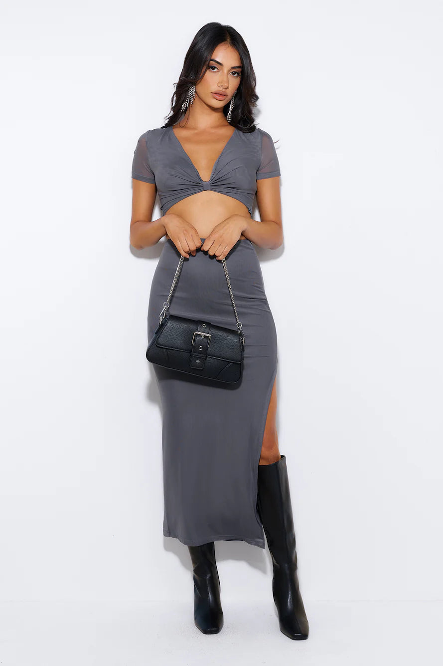 Energy For You Mesh Maxi Skirt Grey
