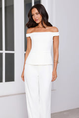Frame It Tailored Off Shoulder Top White