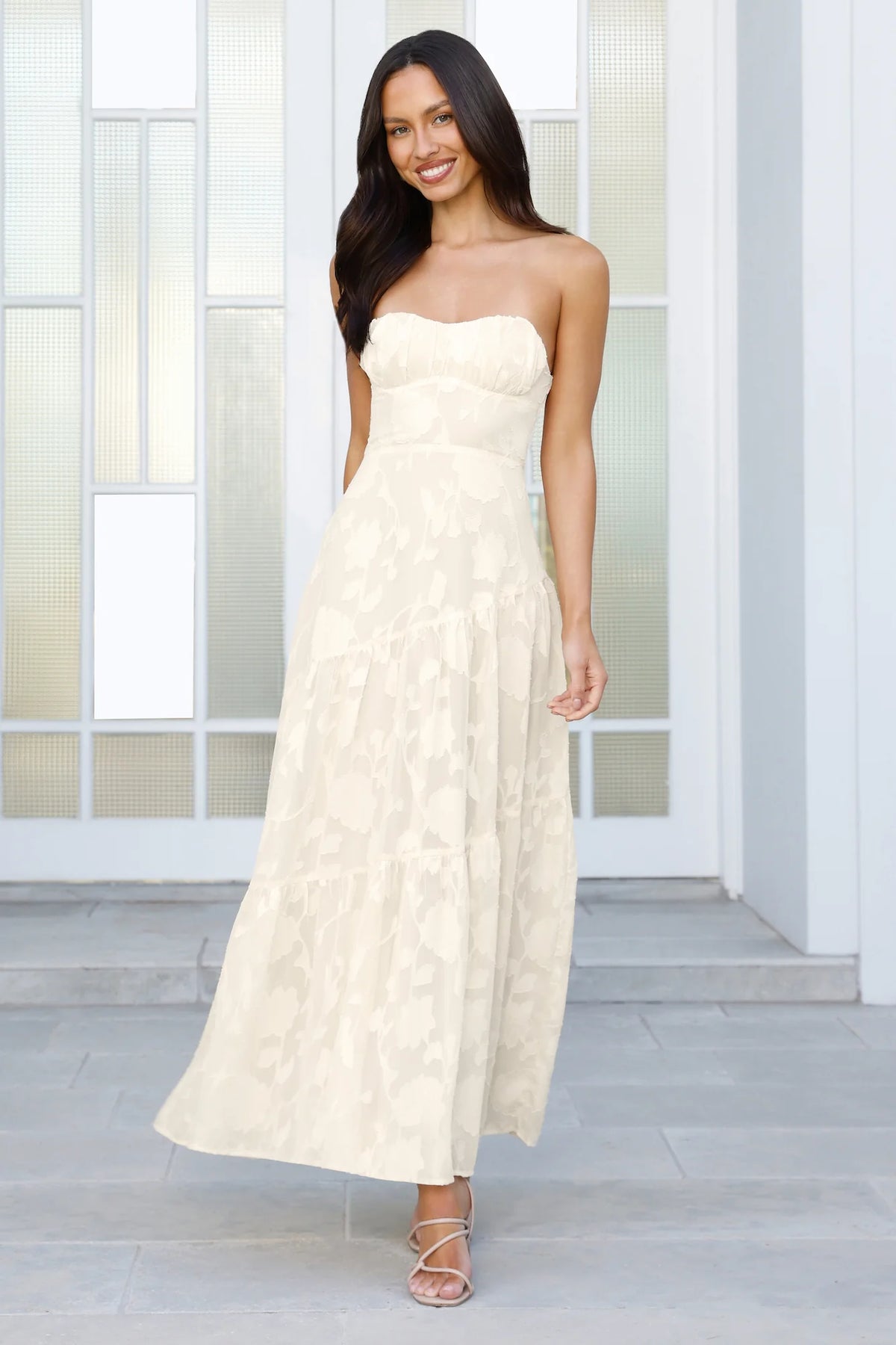Wildflower Waltz Strapless Maxi Dress Yellow