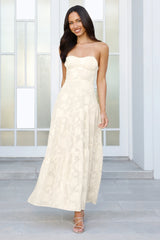 Wildflower Waltz Strapless Maxi Dress Yellow