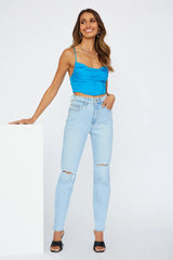 Whistle To My Heart Crop Top Blue