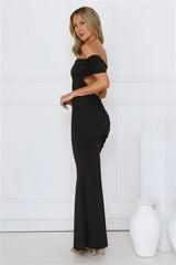 Vibe On Point Off Shoulder Maxi Dress Black