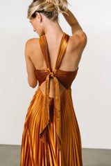 Sandra Pleated Maxi Dress | Copper