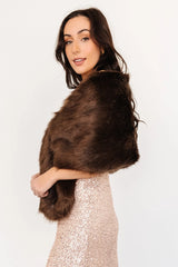 Jovie Faux Fur Shawl | Chocolate