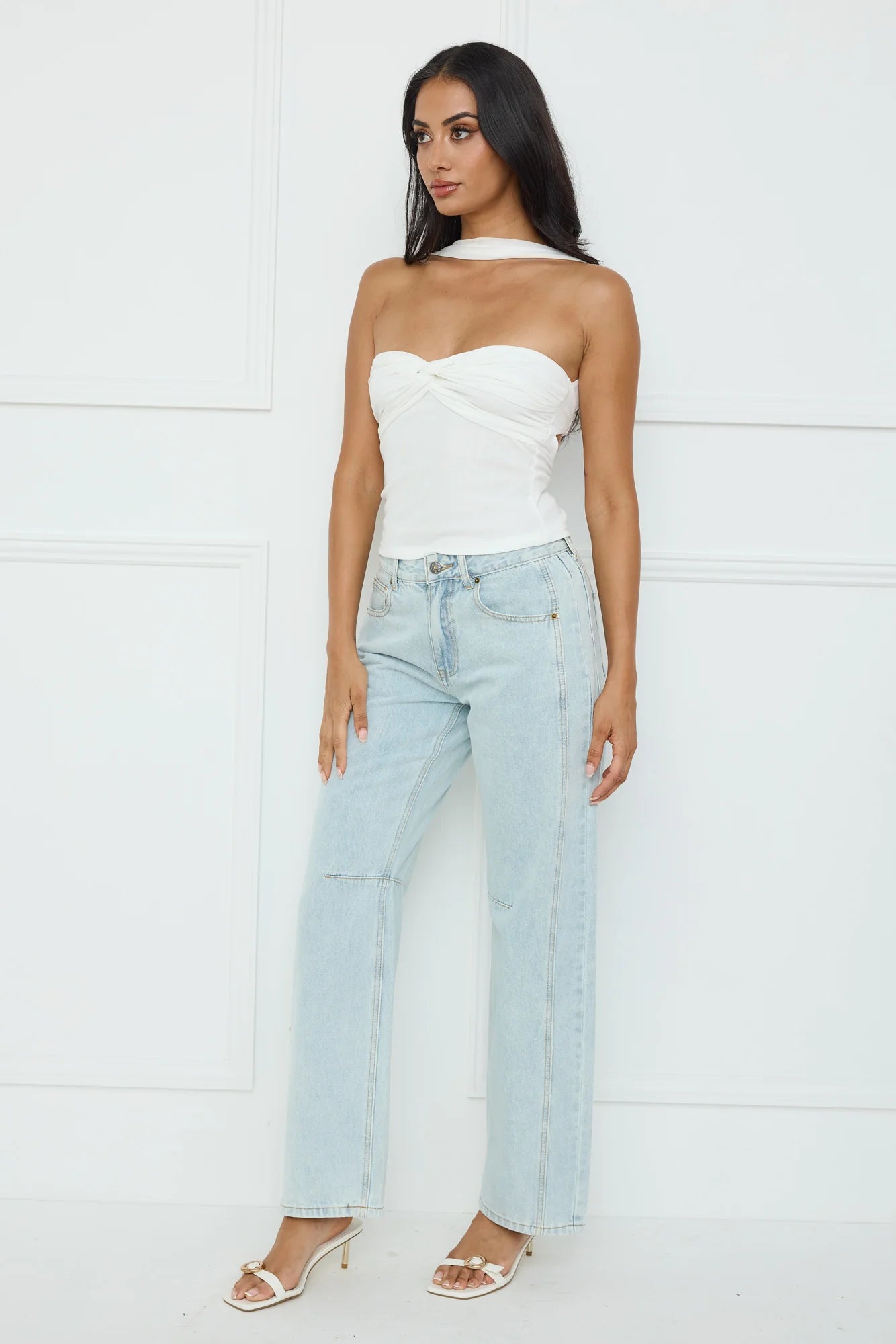 Club Luxe Mesh Halter Top White