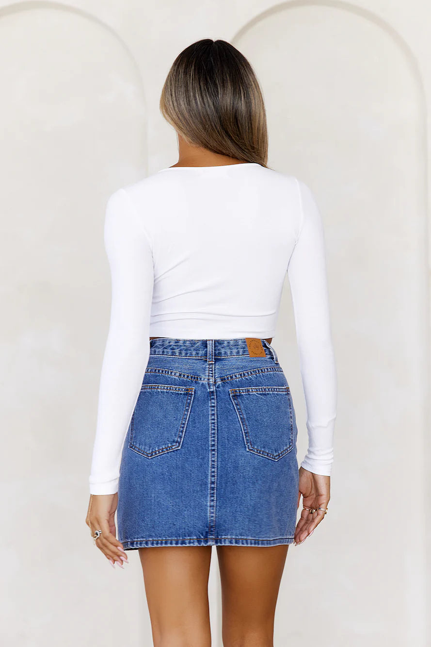 BASE Between Seasons Ribbed Long Sleeve Top White