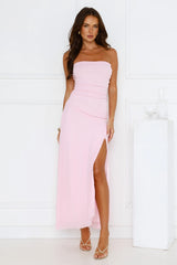 Berry Seduction Strapless Maxi Dress Pink