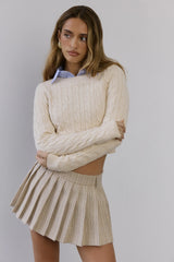 Yacht Club Pleated Mini Skort Beige