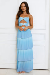 Waves Of Luxury Plisse Maxi Dress Blue Ombre