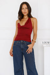 Billionaire Babe Halter Top Burgundy