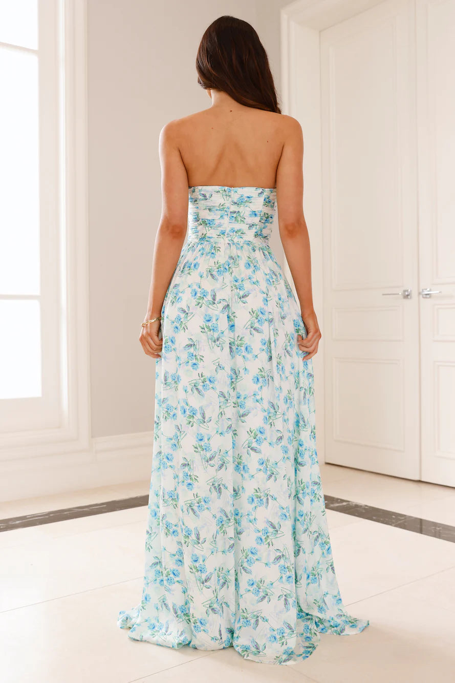 Dainty Events Strapless Maxi Dress Blue