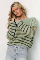 Oslo Striped Sweater | Dusty Olive