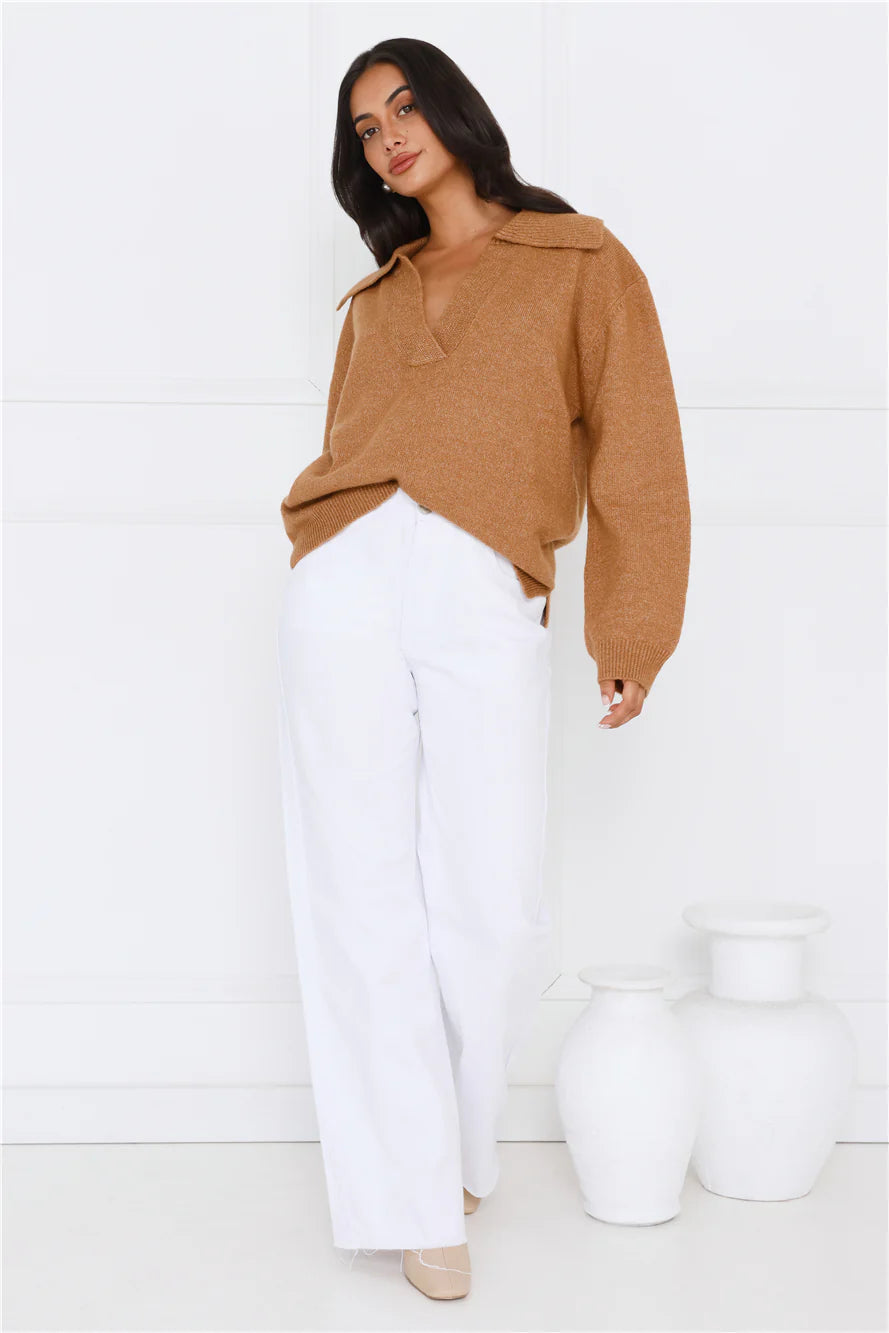 Winter Kiss Knitted Jumper Brown