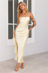 Sweet Stories Satin Maxi Dress Yellow