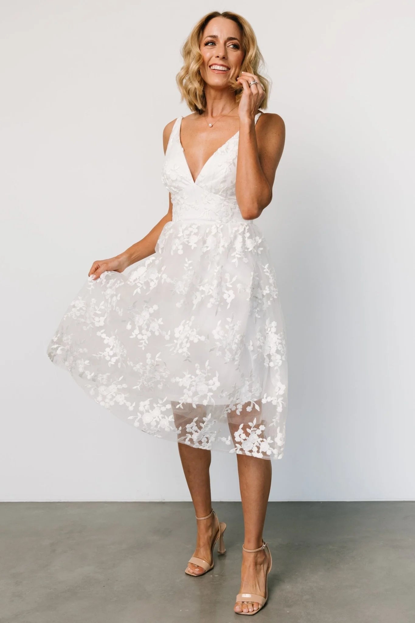 Dante Applique Midi Dress | Off White