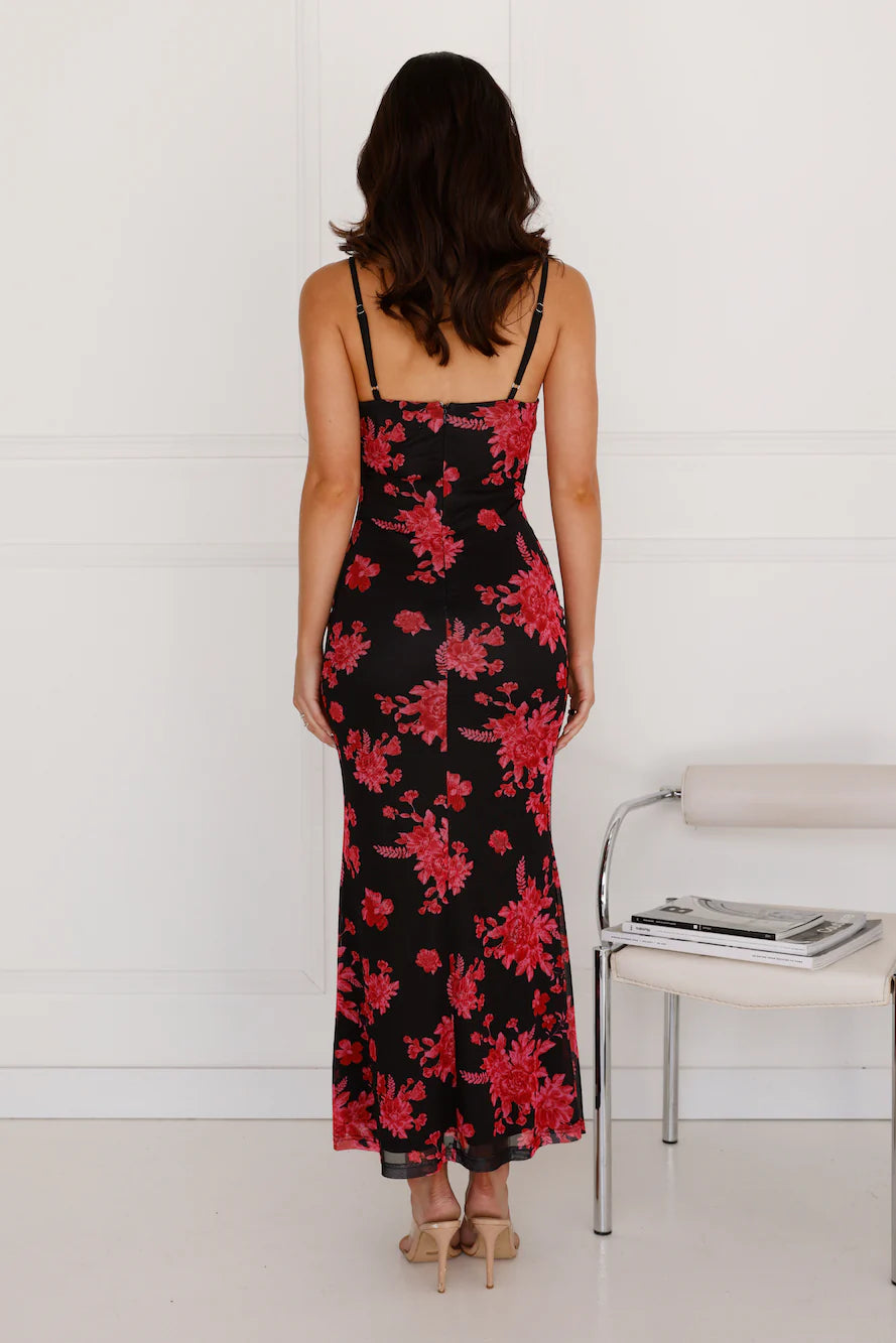 Best Wishes For You Mesh Maxi Dress Black