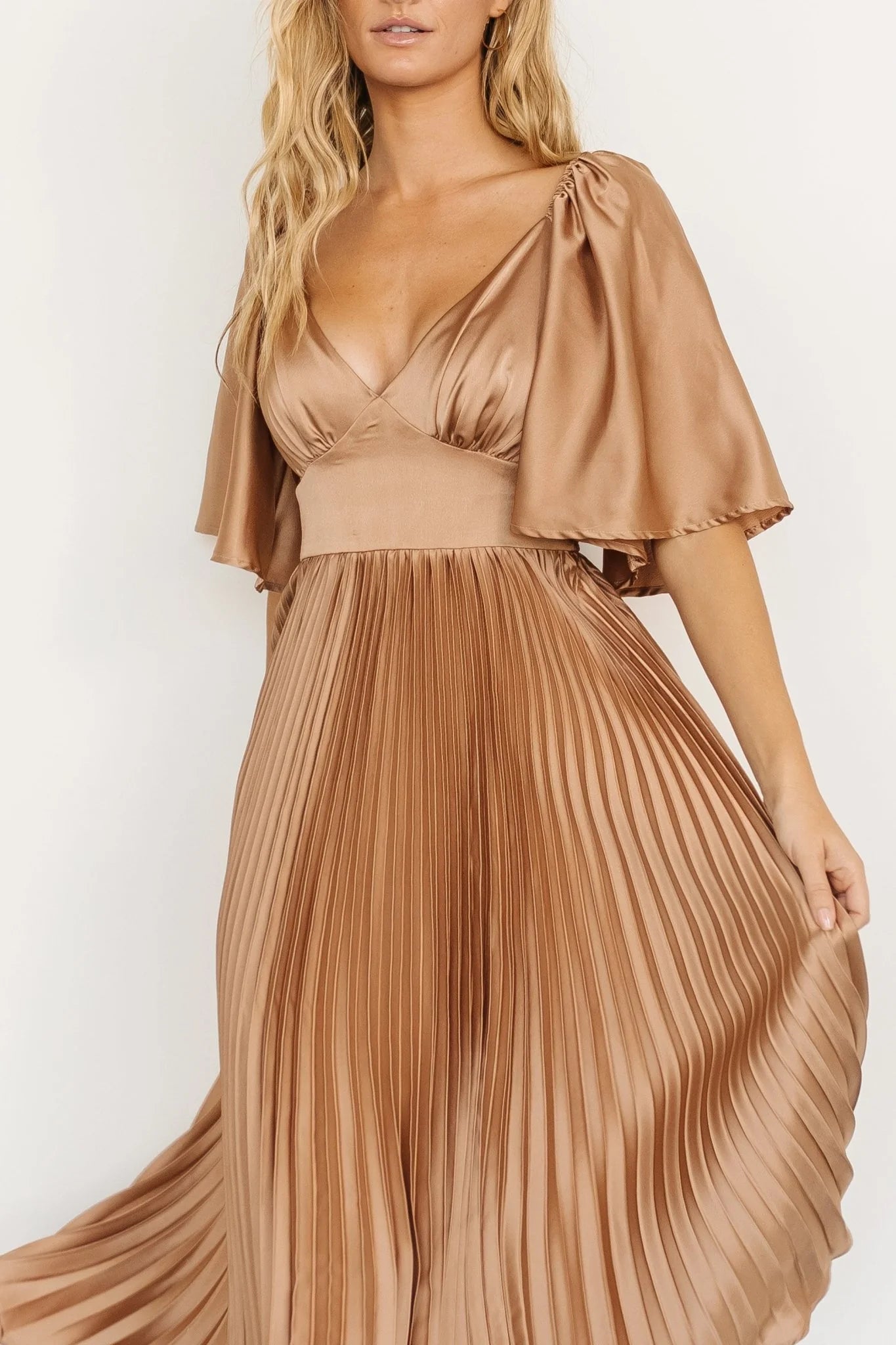Aubree Pleated Dress | Champagne