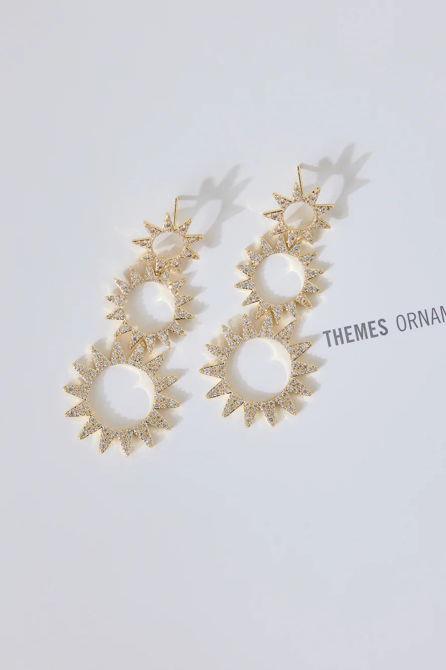 18k Gold Plated Day Break Sun Earrings Gold