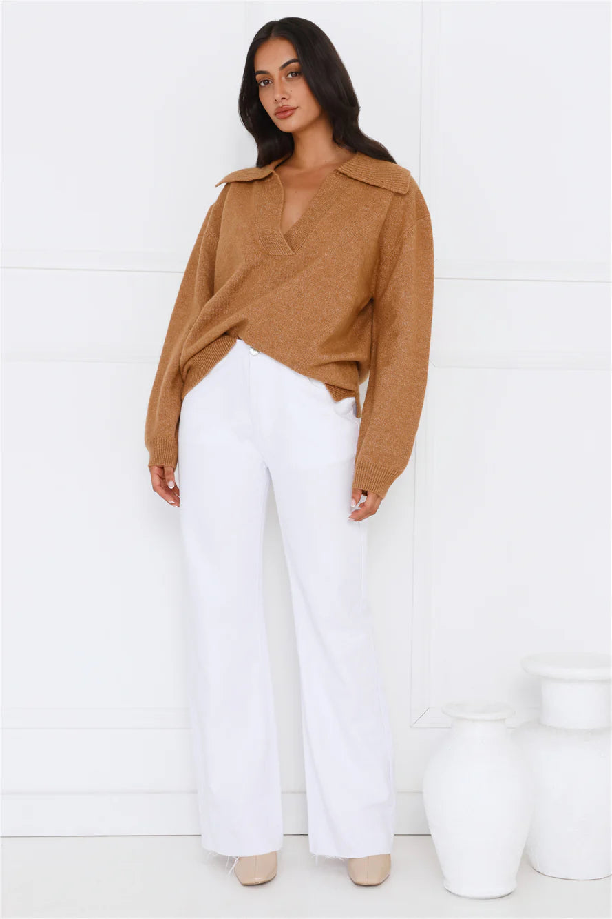 Winter Kiss Knitted Jumper Brown