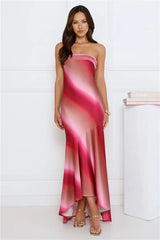 Candy Lips Satin Maxi Dress Pink