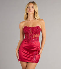 Abrianna Satin Corset Mini Dress