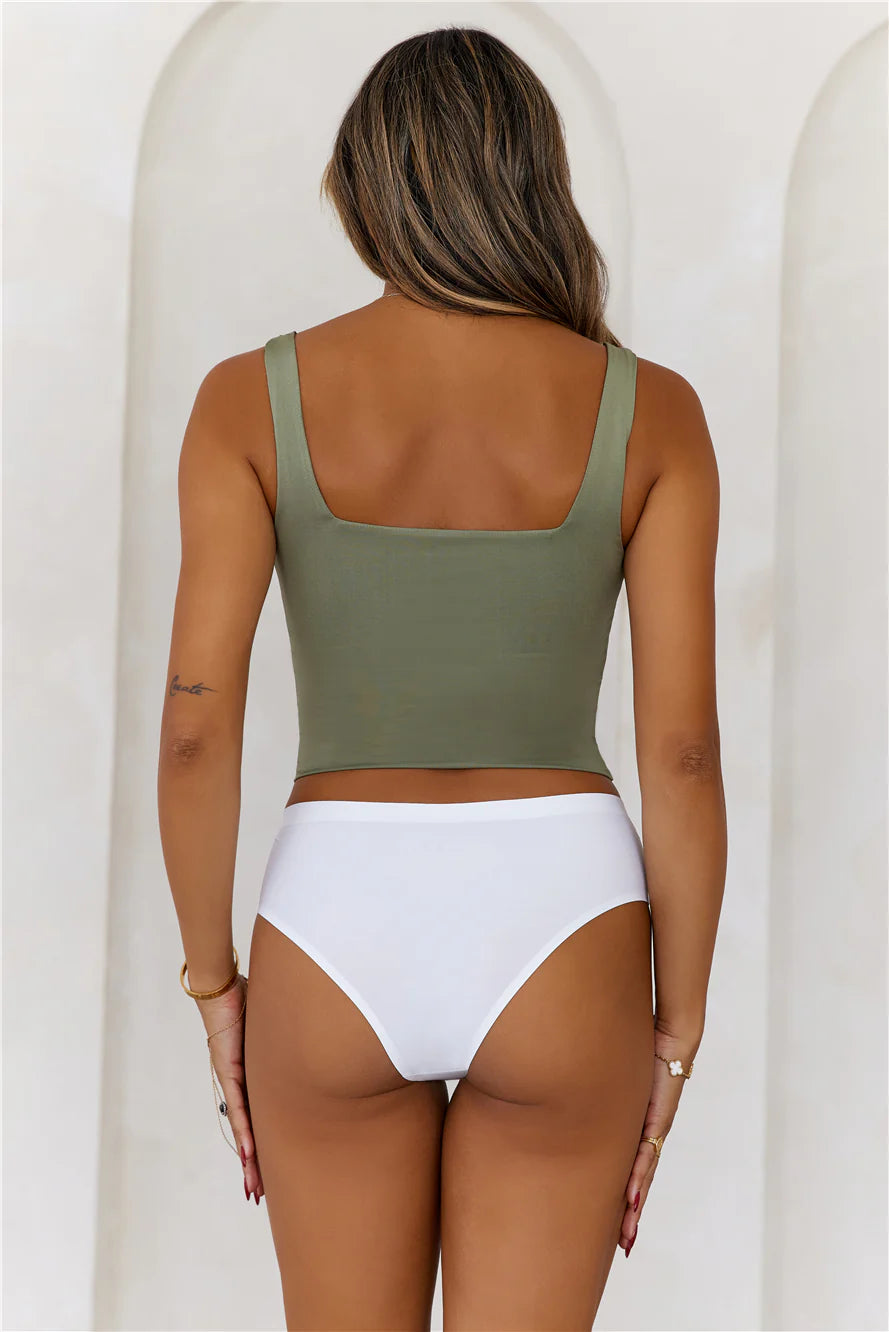 BASE One And Only Singlet Crop Top Khaki
