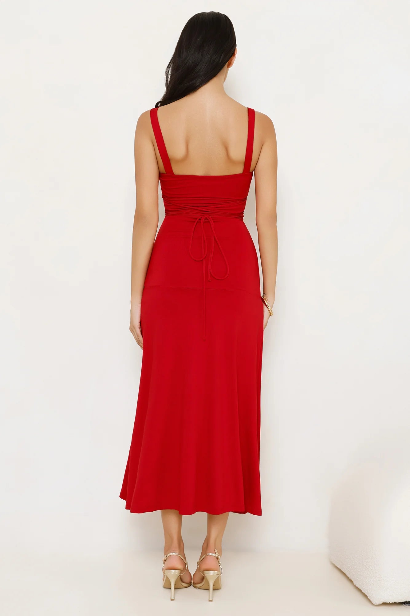 Velvet Kiss Midi Dress Red