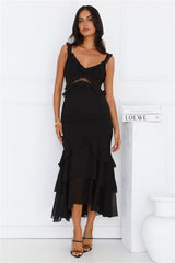 Golden Rooftops Midi Dress Black