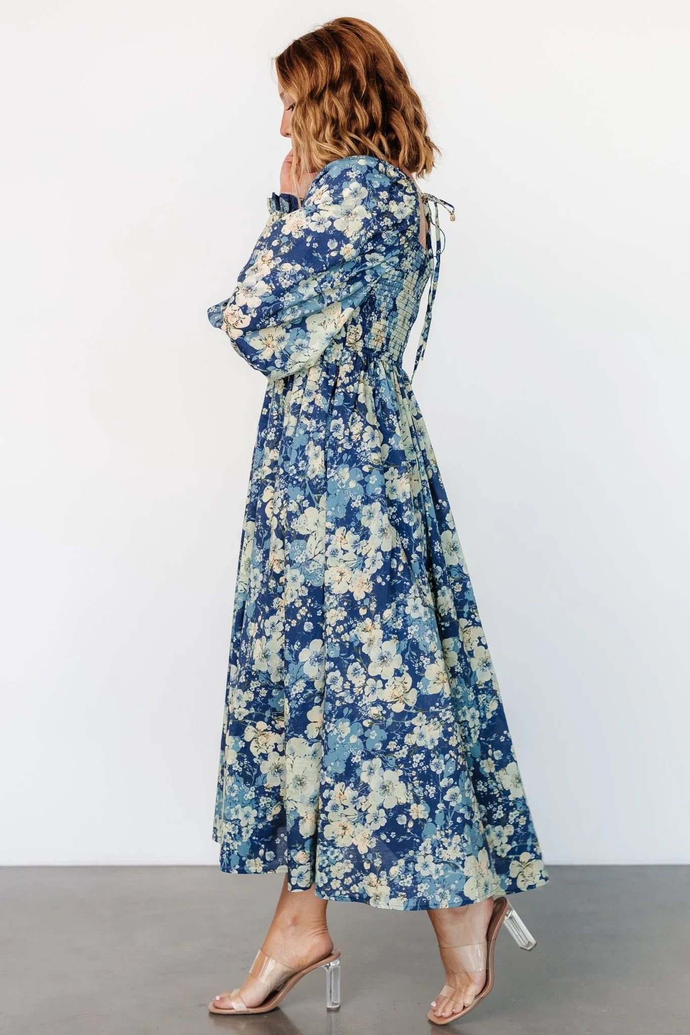 Twyla Dress | Blue + Cream Floral
