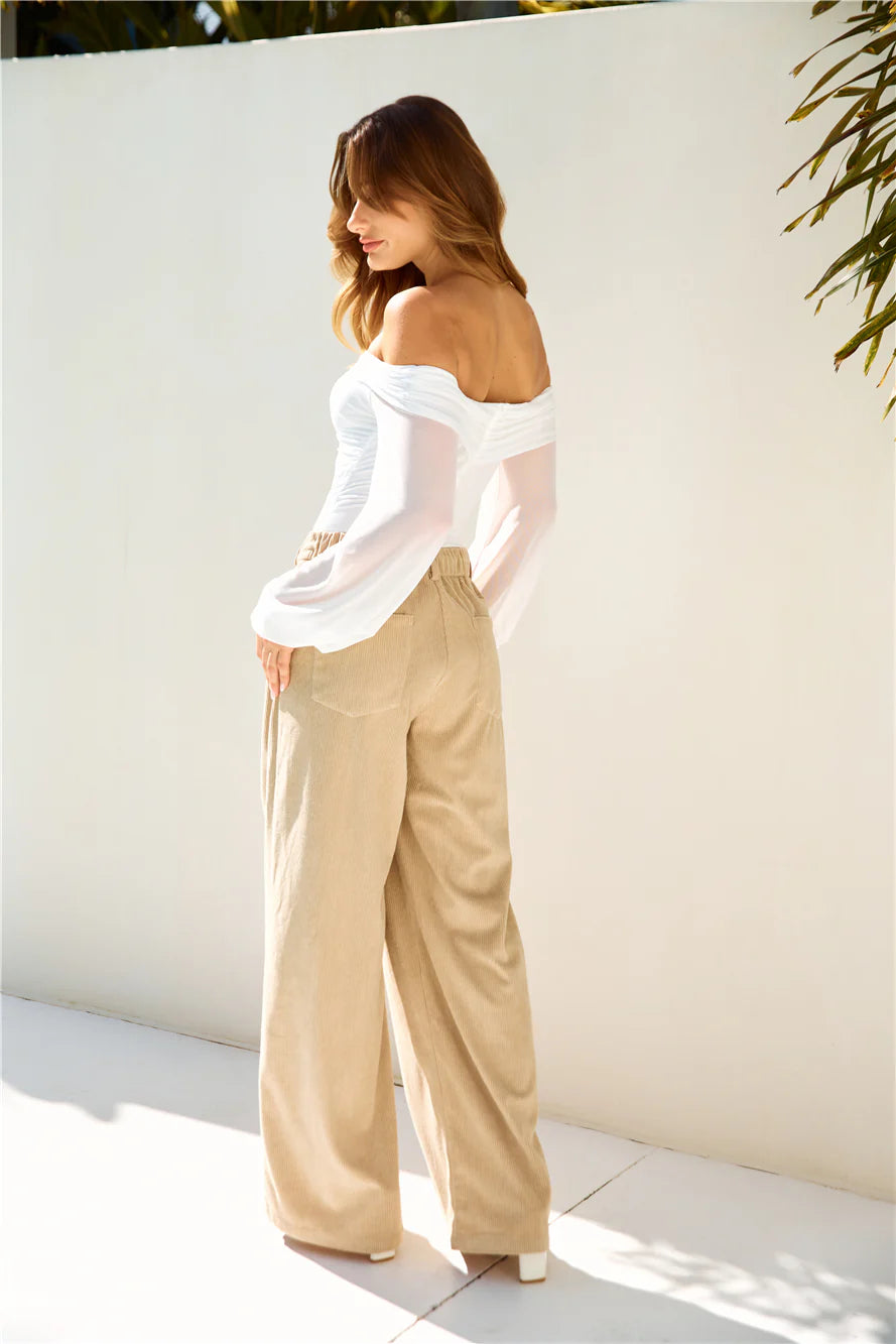 Fashionably Late Off Shoulder Mesh Bodysuit White
