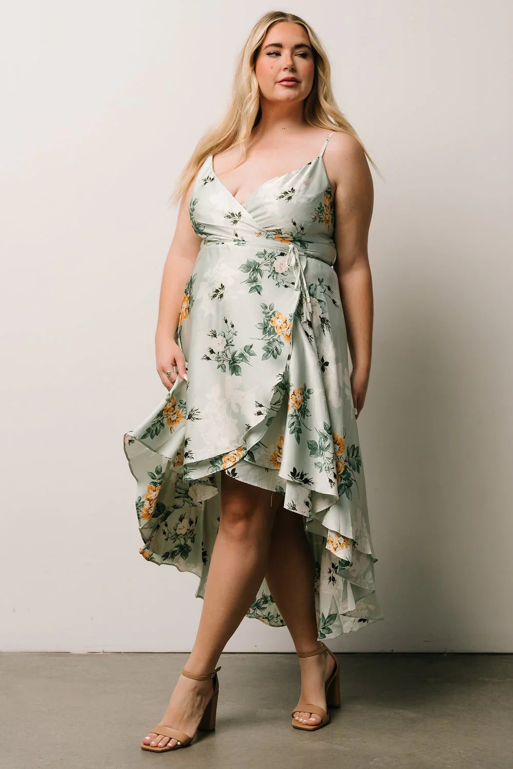 Steffi Tulip Wrap Dress | Light Sage Floral