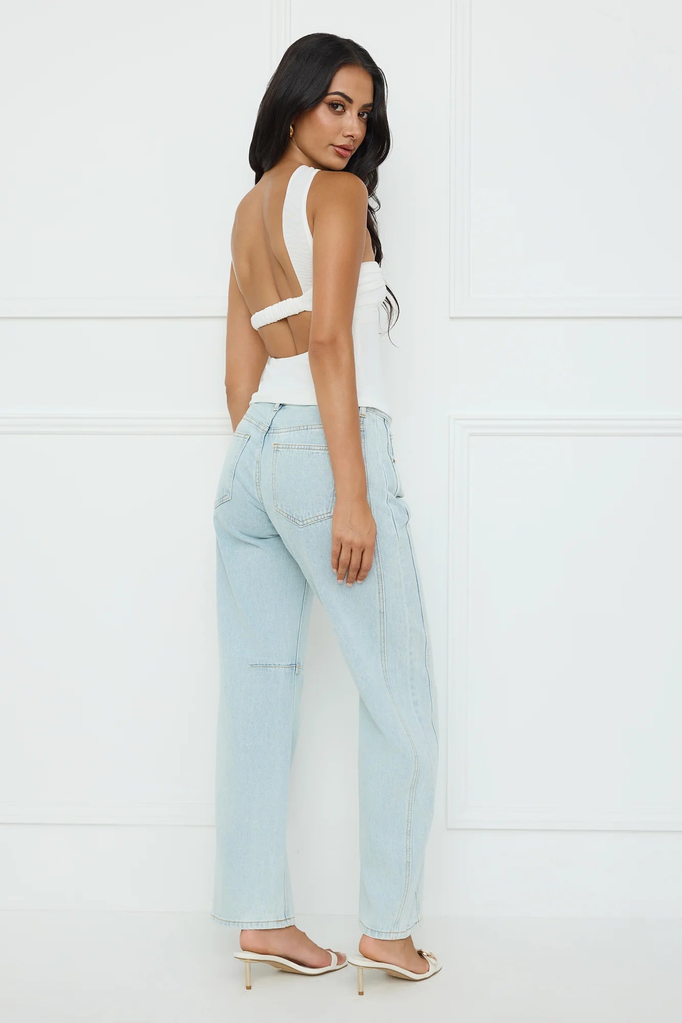 Club Luxe Mesh Halter Top White