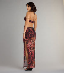 Untamed Allure Animal Print Cutout Maxi Dress