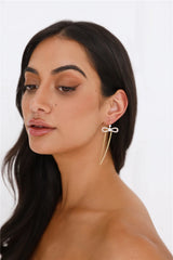 18k Gold Plated Pearl Ties Earrings Gold