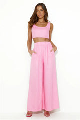 From The Sea Linen Crop Top Pink