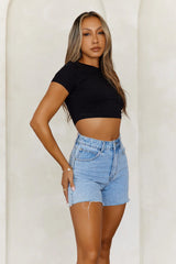 BASE The Baby Tee Ribbed Crop Top Black
