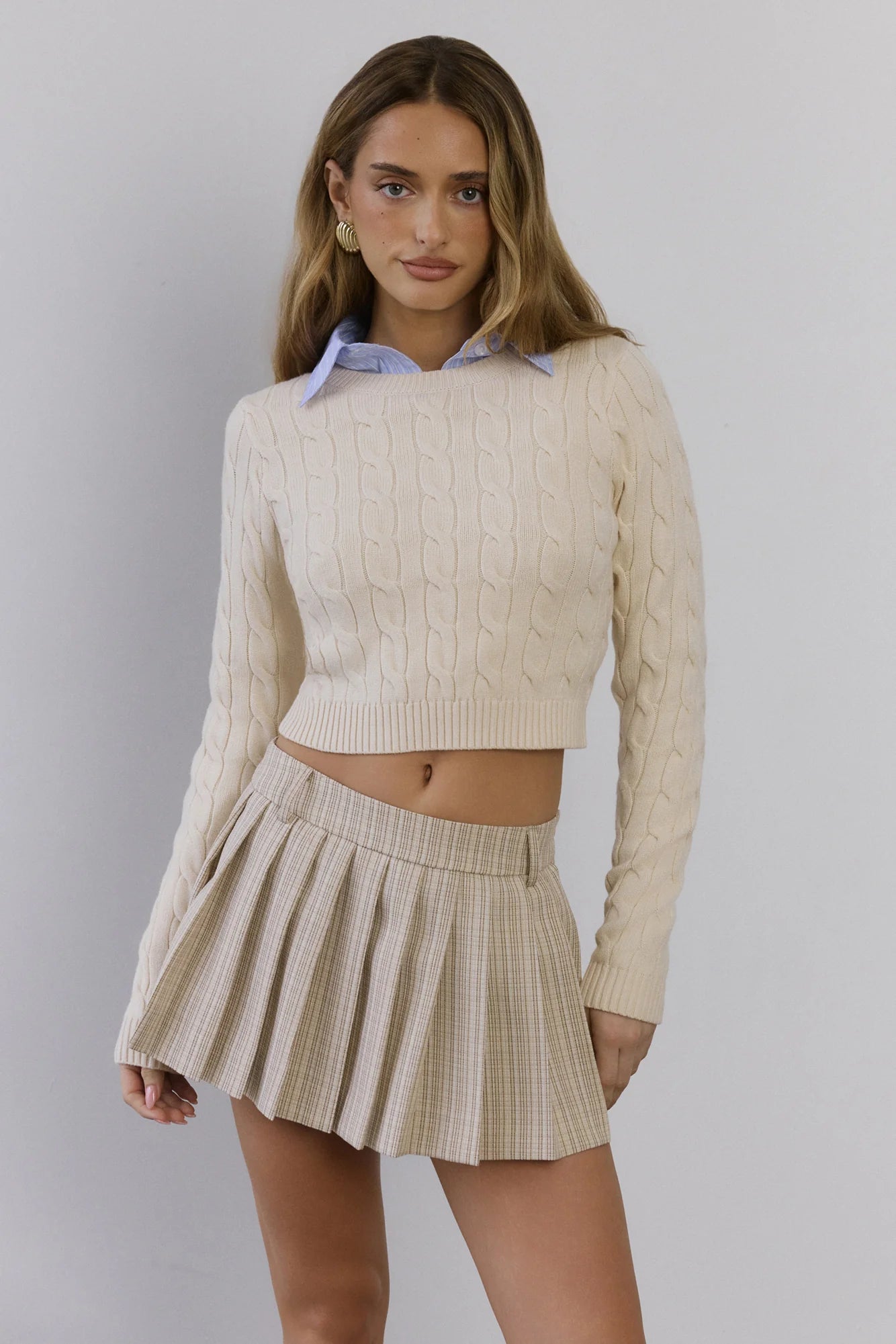 Yacht Club Pleated Mini Skort Beige