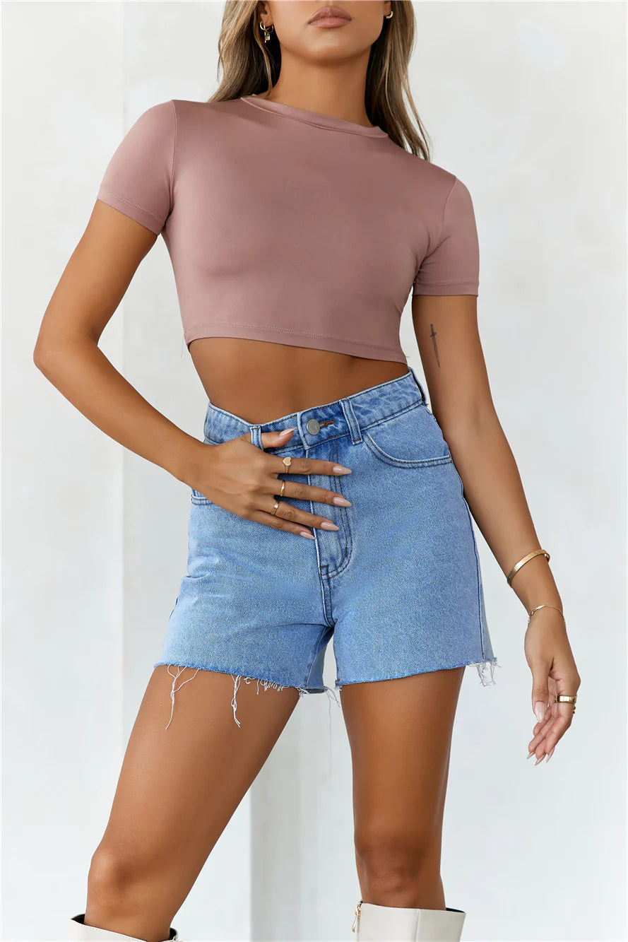 BASE Contour The Baby Tee Crop Top Mocha