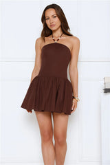 The New Romantic Halter Mini Dress Brown