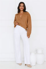 Winter Kiss Knitted Jumper Brown
