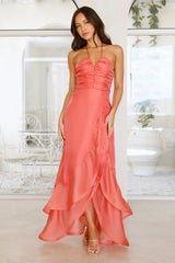 Full Of Energy Halter Maxi Dress Peach