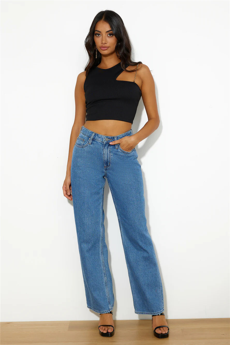 Touch Of Gold Crop Top Black