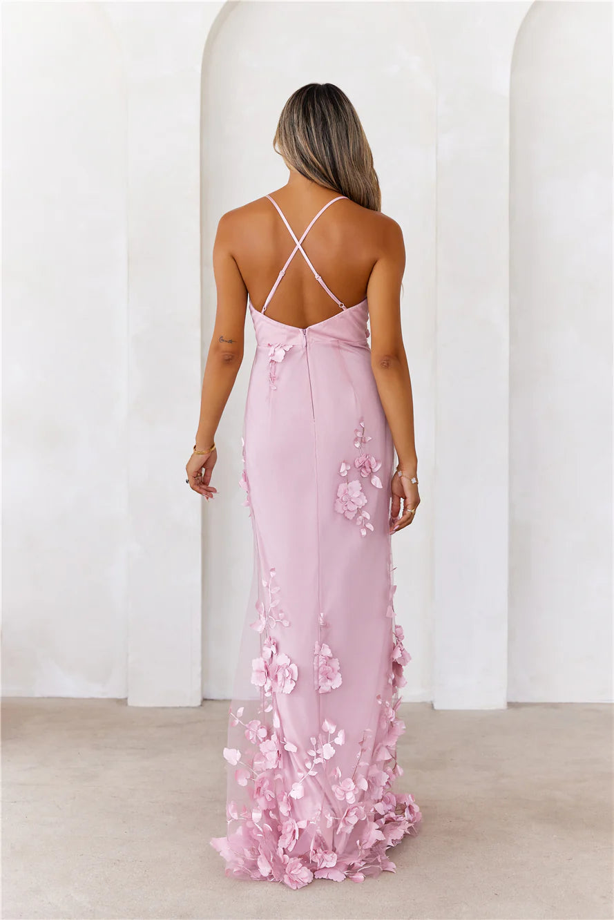 Flower Vine Maxi Dress Mauve