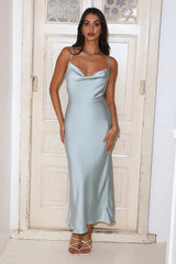 Divine Nights Satin Maxi Dress Sage