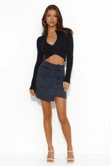 Girls' Time Ribbed Top Black