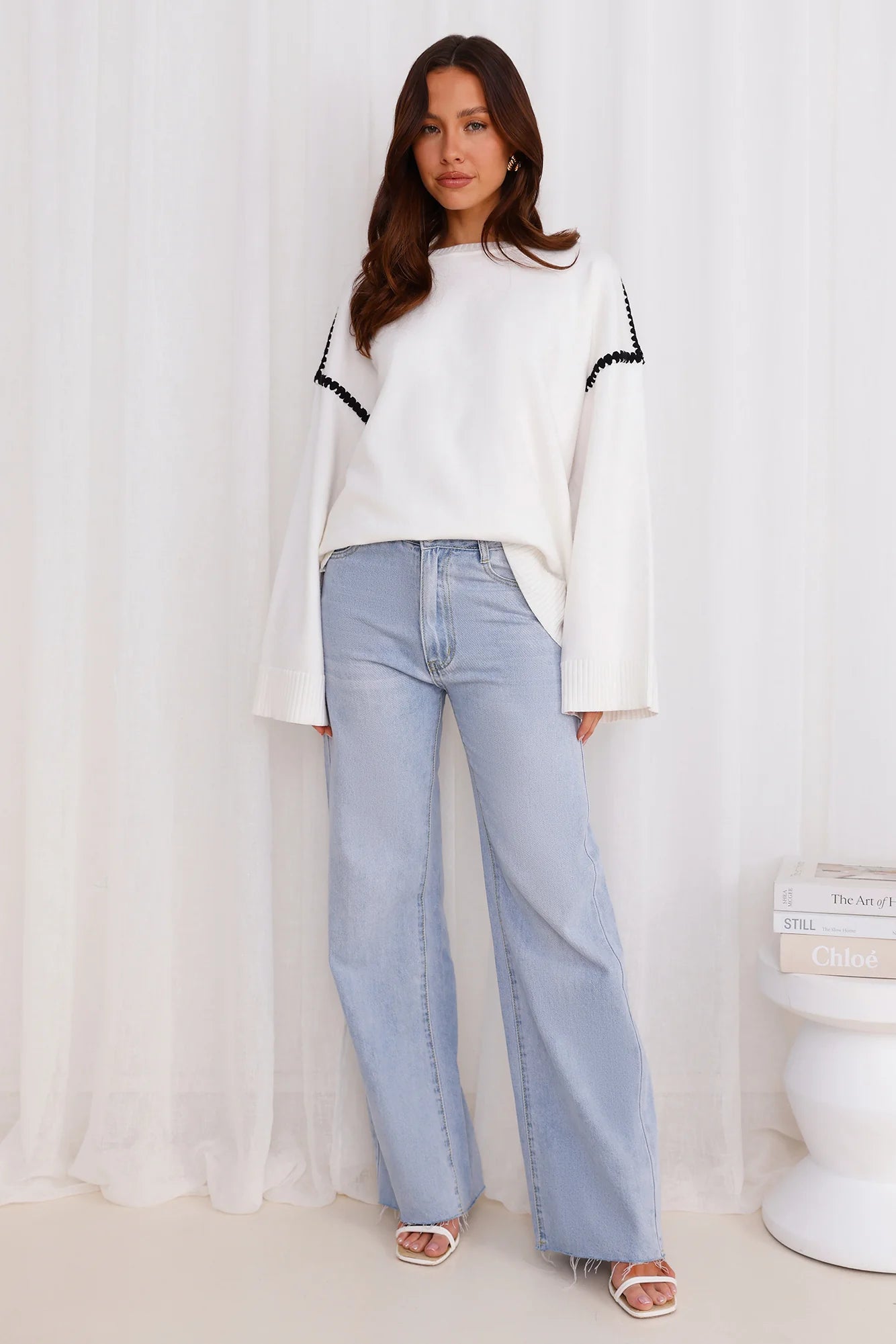 Warm Cottage Knit Sweater White