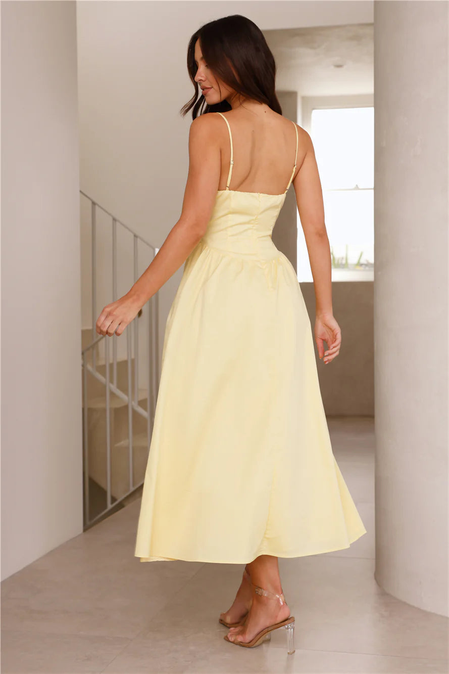 Beachside Joys Midi Dress Yellow