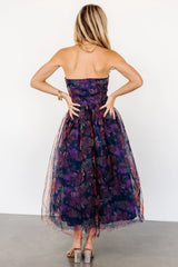 Cristelle Strapless Dress | Navy Multi Floral